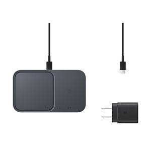 15W Wireless Charger Duo with Travel Adapter, Dark Gray